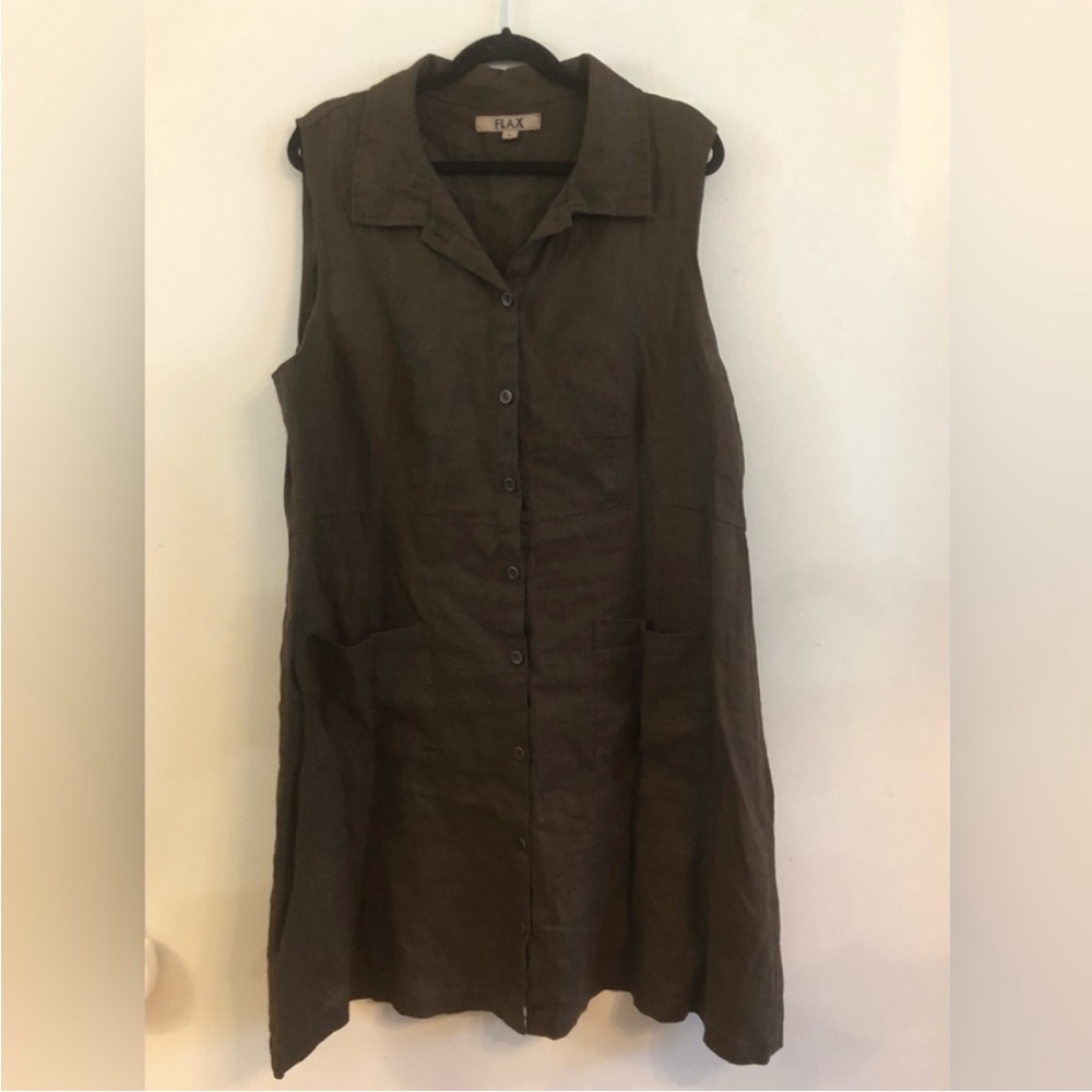 FLAX Women's Brown Sleeveless Dress